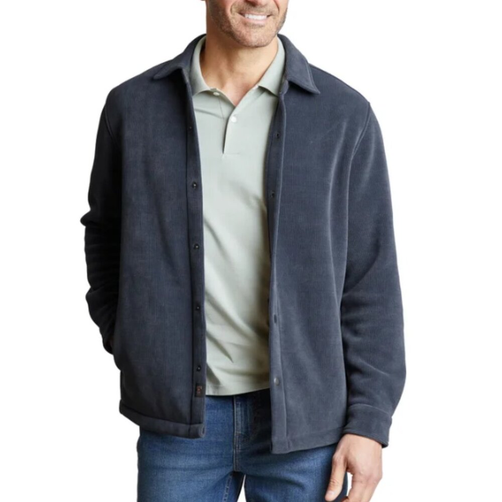 Copper & Oak Men's Fleece Shirt Jacket Heavyweight Snap Button Gray Blue Size M